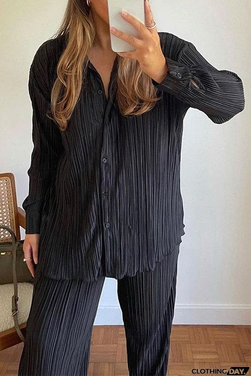 Pleated Oversized Shirt and Trouser Set