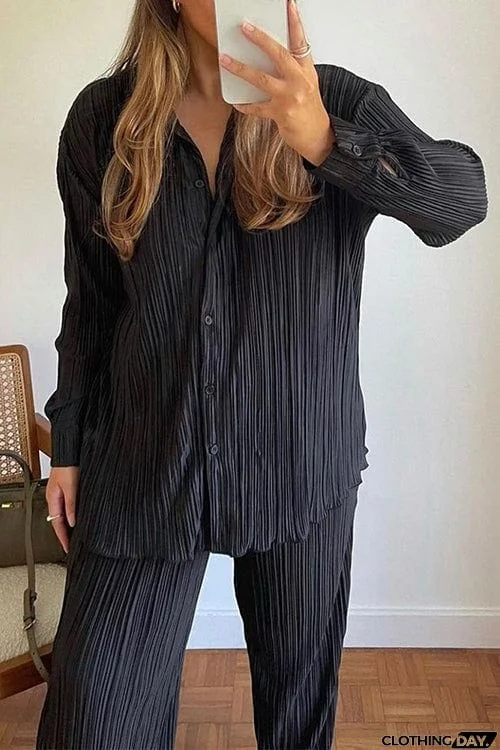 Pleated Oversized Shirt and Trouser Set