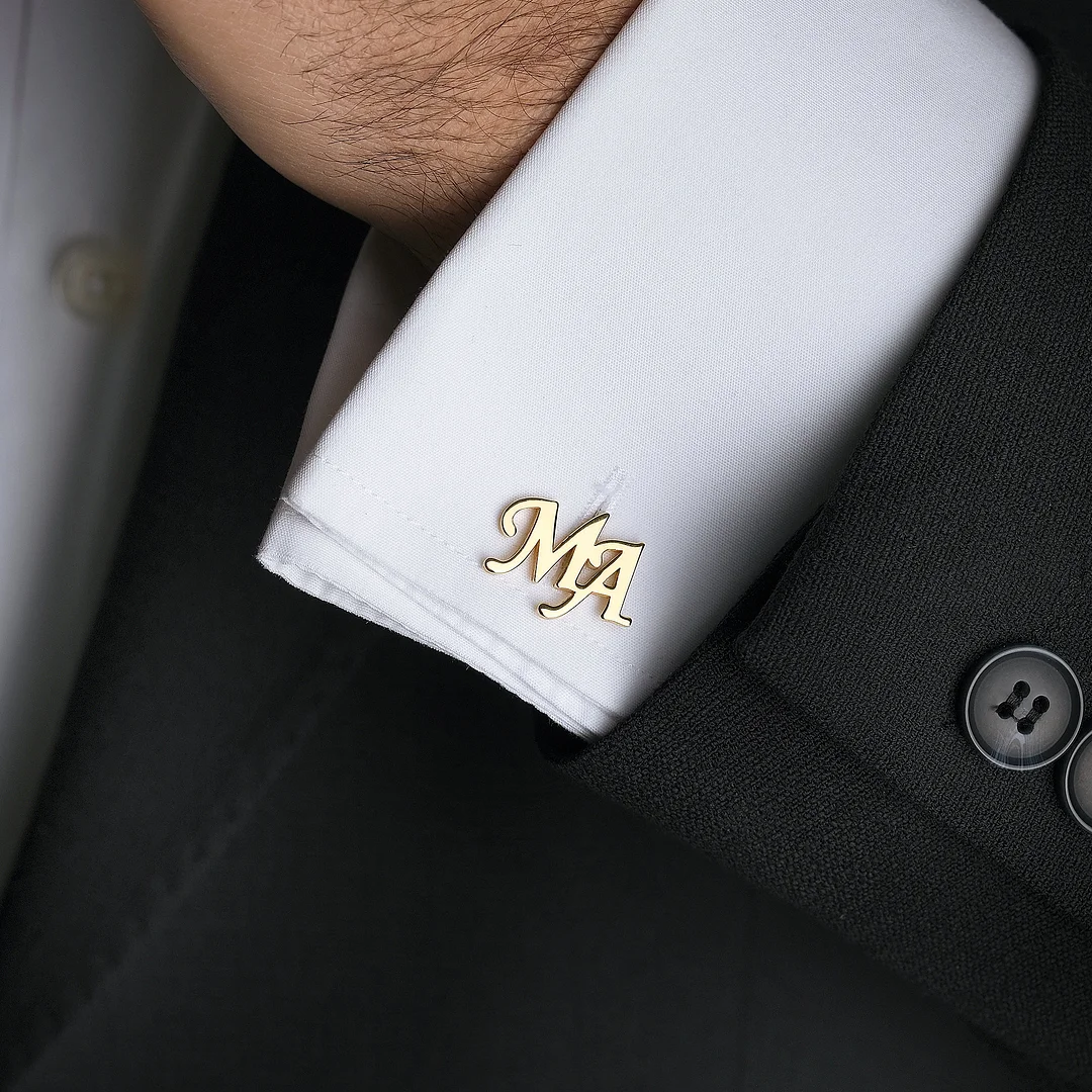 Personalized Elegance: Lateefah Luxury Initial Cufflinks in Stainless Steel for Groomsmen and Weddings