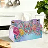 (24cm)Purple Rainbow Butterfly 24cm DIY Diamond Painting Rhinestones Decorative Tissue Box Reusable Crystal Mosaic PU Tissue Holder for Home Car Desk Decoration Craft
