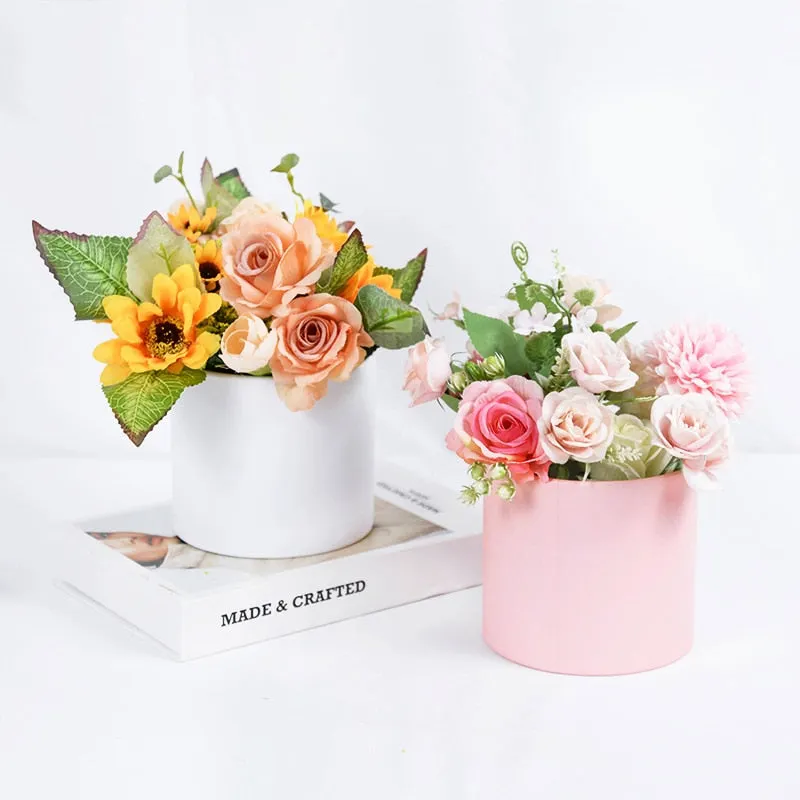 Flower Box Gift Packaging Boxes Portable Round Basket Storage Wedding Valentine's Day Rose Flower Decoration Birthday Gift