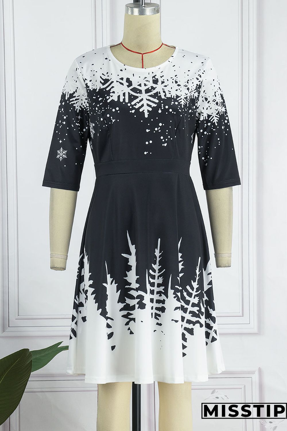 Blue Casual Print Patchwork O Neck A Line Dresses