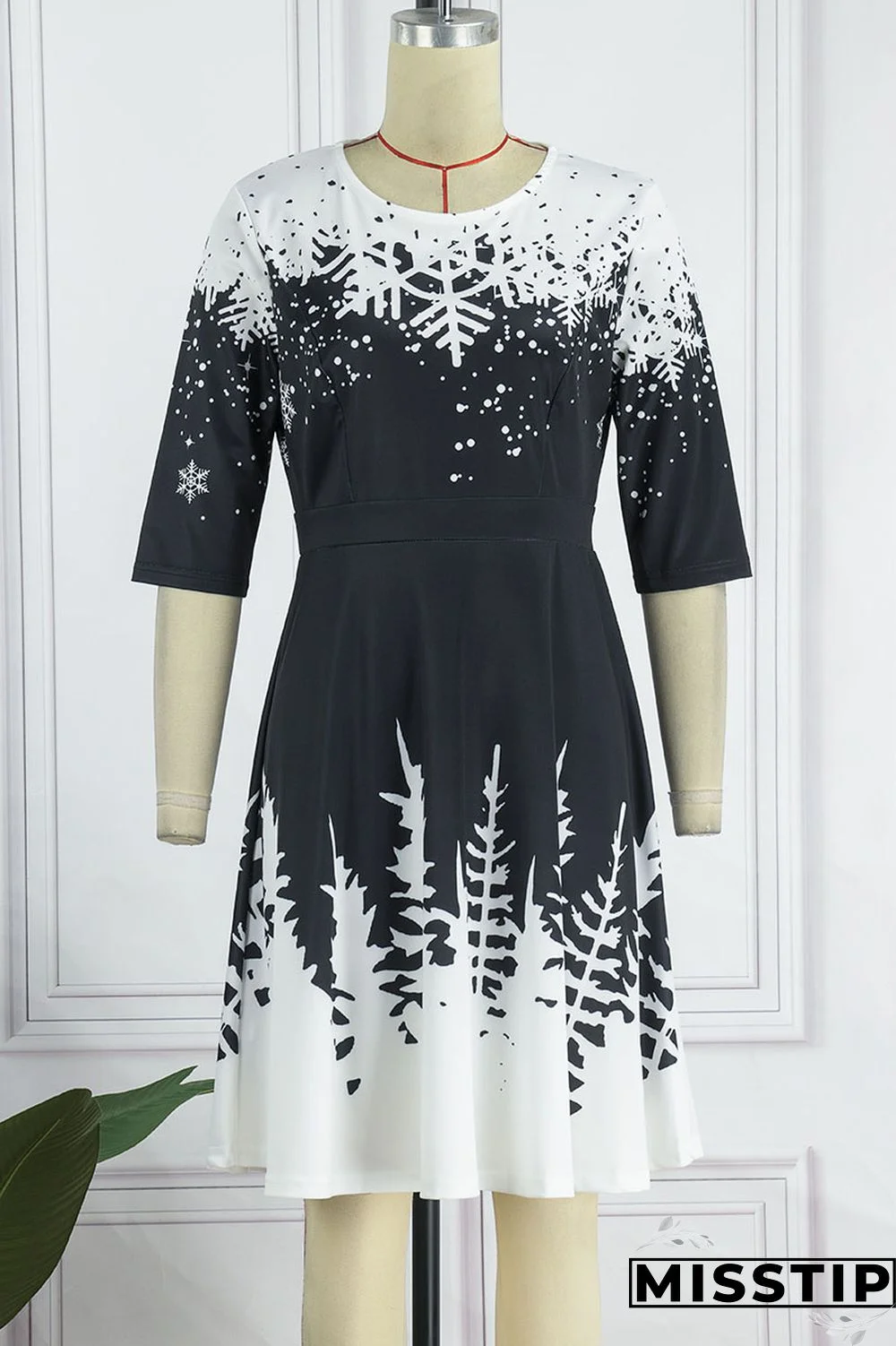 Blue Casual Print Patchwork O Neck A Line Dresses