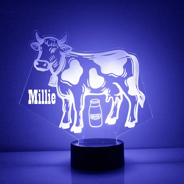 Personalized Cow Night Light Custom Name Gifts for Family