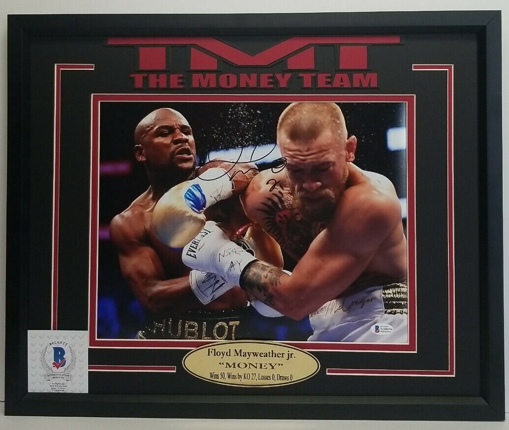 FLOYD MAYWEATHER JR. Autographed MONEY TEAM 11X14 Photo Poster painting Frame. BECKETT WITNESSED