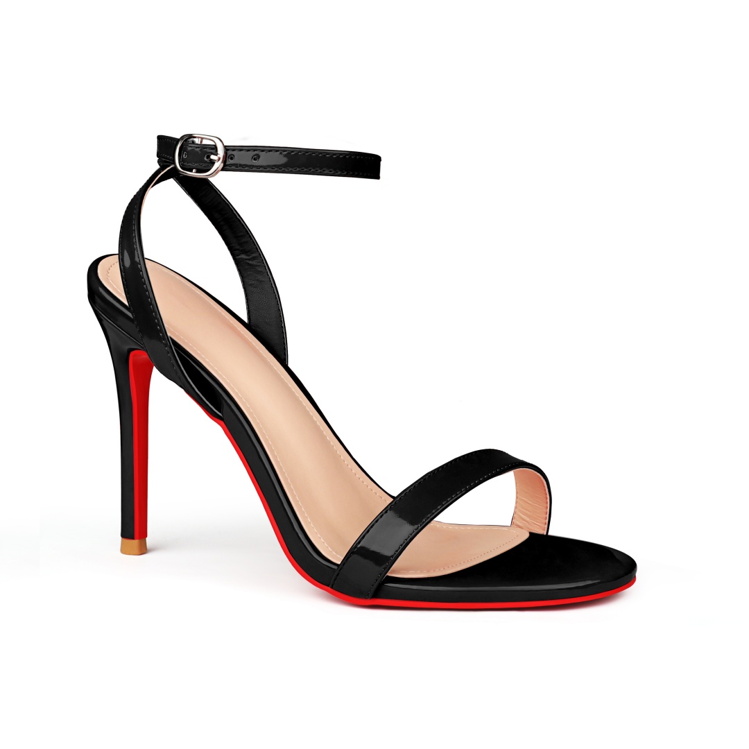 100mm Women's Sandals Round Open Toe Red Bottom Ankle Straps Pumps-MERUMOTE