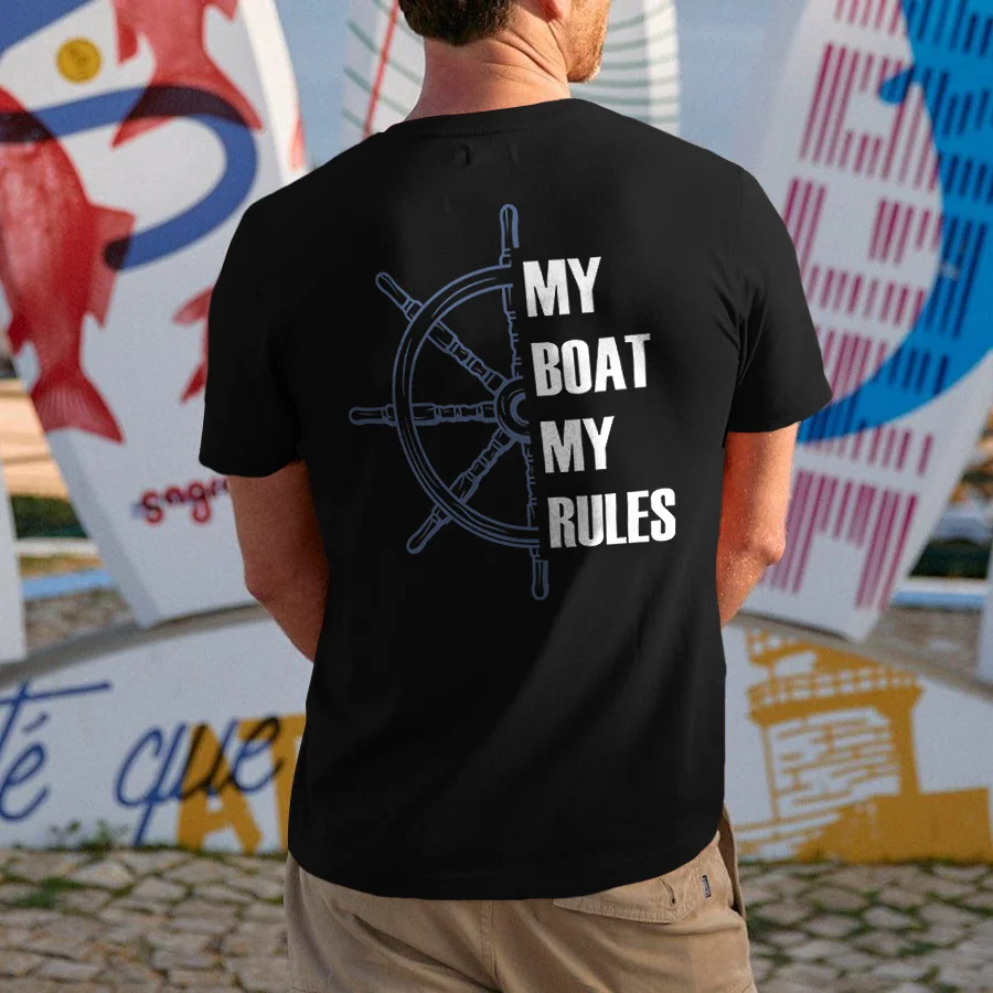 (May low price!!)My Boat My Rules Printed Men's T-shirt