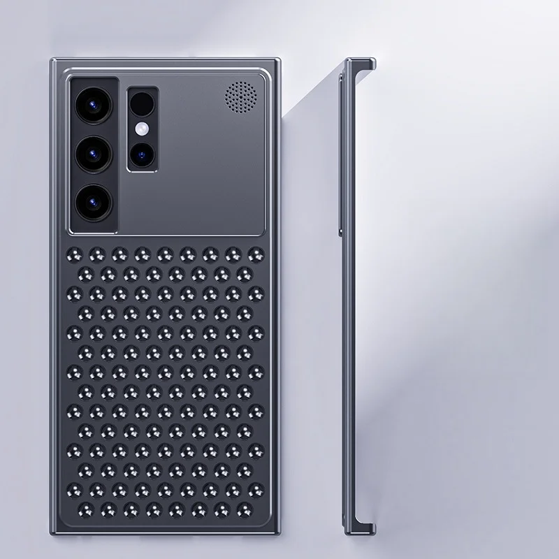 Metal Frameless Case for Samsung Galaxy S25/S24 Ultra/S25, Aluminum Alloy 3D Heat Dissipation Holes Anti-Fall Anti-Scratch Aromatherapy Case