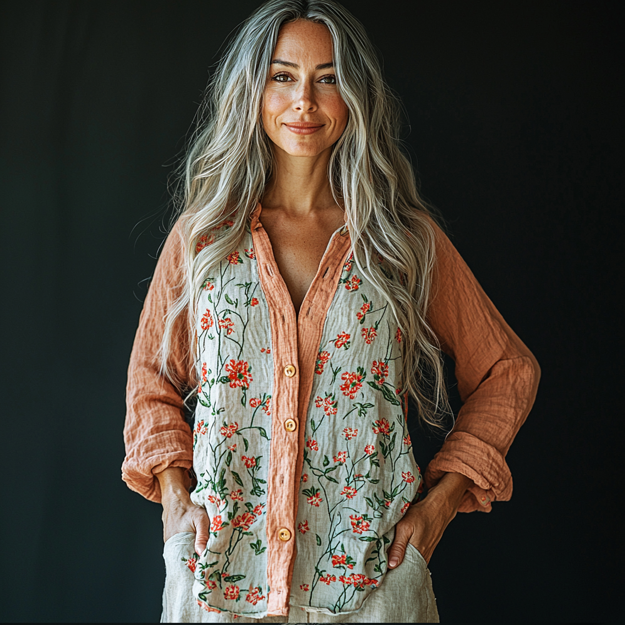 Women's Linen Contrast Panel Shirt