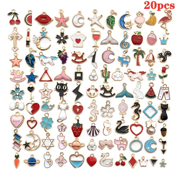 10/20 Pcs Mixed Alloy Pendant Cartoon Animal Tree Enamel Charms Beads for Jewelry Making Diy Earrings Neacklace Bracelet Accessaries arrow