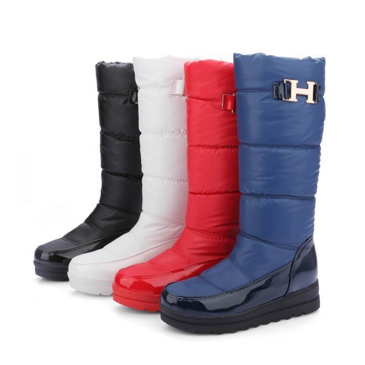 VCSHOES Flat Round Toe Snow Mid Calf Boots