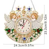 Acrylic Special Shape Xmas Angel Diamond Pearl Painting Clock Handicraft Hanging Kit