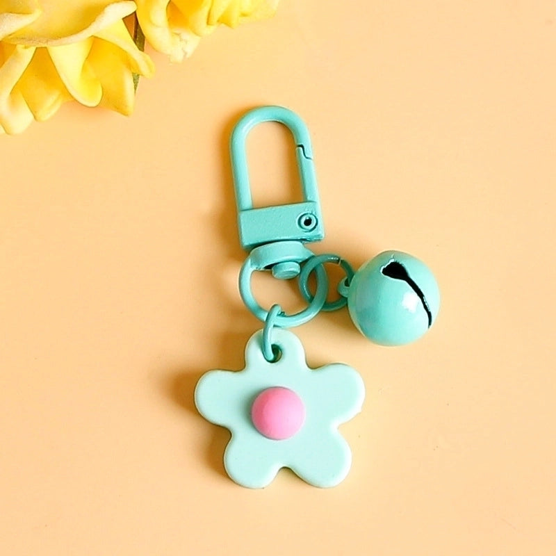 Fresh Colorful Small Flower Bell Keychain Diy Handmade Pendant Girl Heart Bag Door Buckle Cute Ornaments