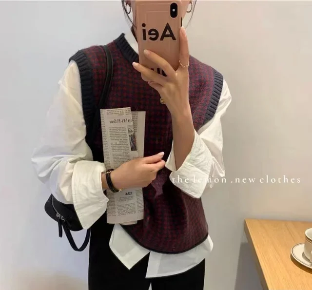 Uveng Uveng And Autumn 2024 New Chiffon Sleeve Temperament Splicing Knitted Sweater Loose Sexy Lanky Sleeve Top Woman