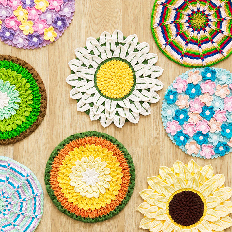 Susan's Blossom Crochet Cushion DIY Kit - 5-Ply Milk Cotton Yarn Set for Handmade Rugs