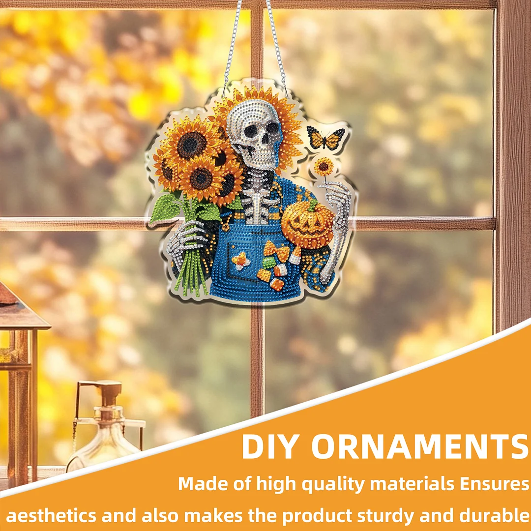 Skull 2D/Flat DIY Acrylic Special Shape Hanging Diamond Art Kits Wall Door Decor