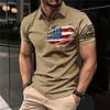Men's T-Shirt Polo Vintage American Flag Independence Day Short Sleeve Outdoor Summer Daily Top Navy Blue Black Khaki by Inlyline