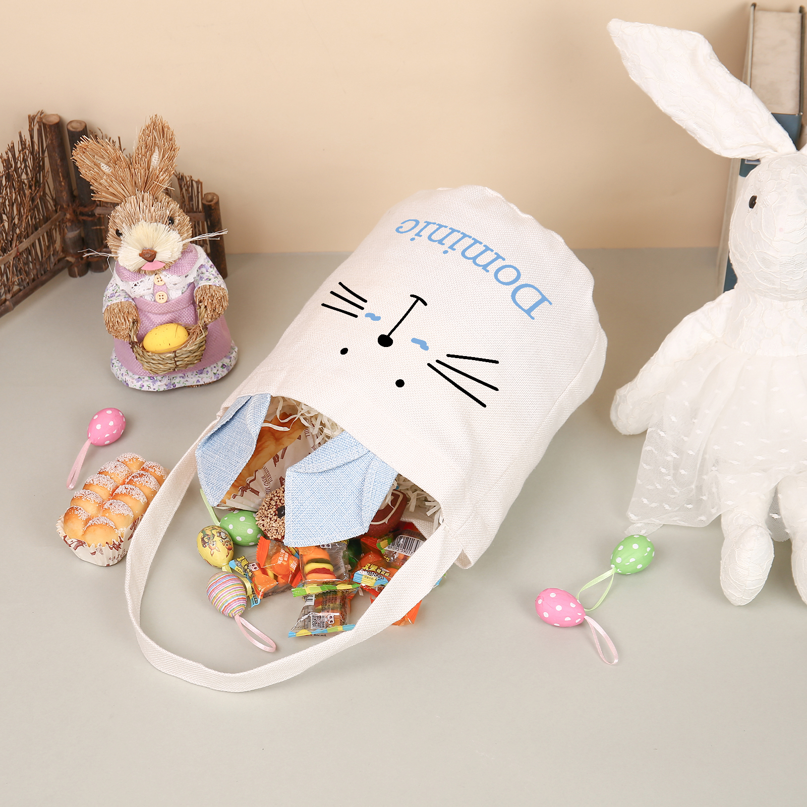 Sac de Pâques Lapin 1 Prénom Personnalisé