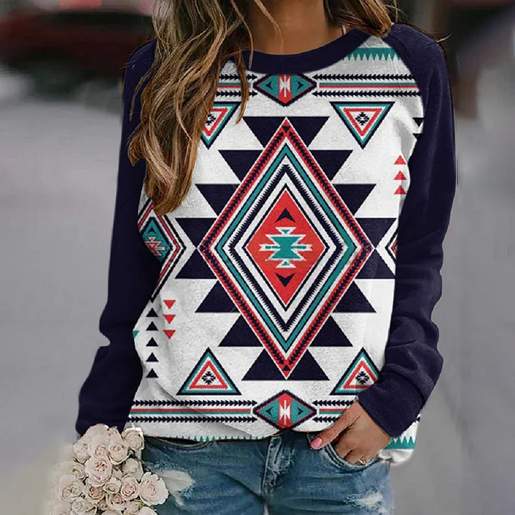 Round Neck Western Casual Sweater