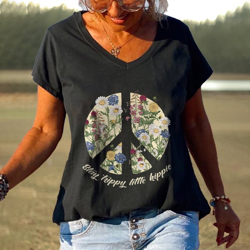 Stay Hippy Little Hippie Printed Women's T-shirt