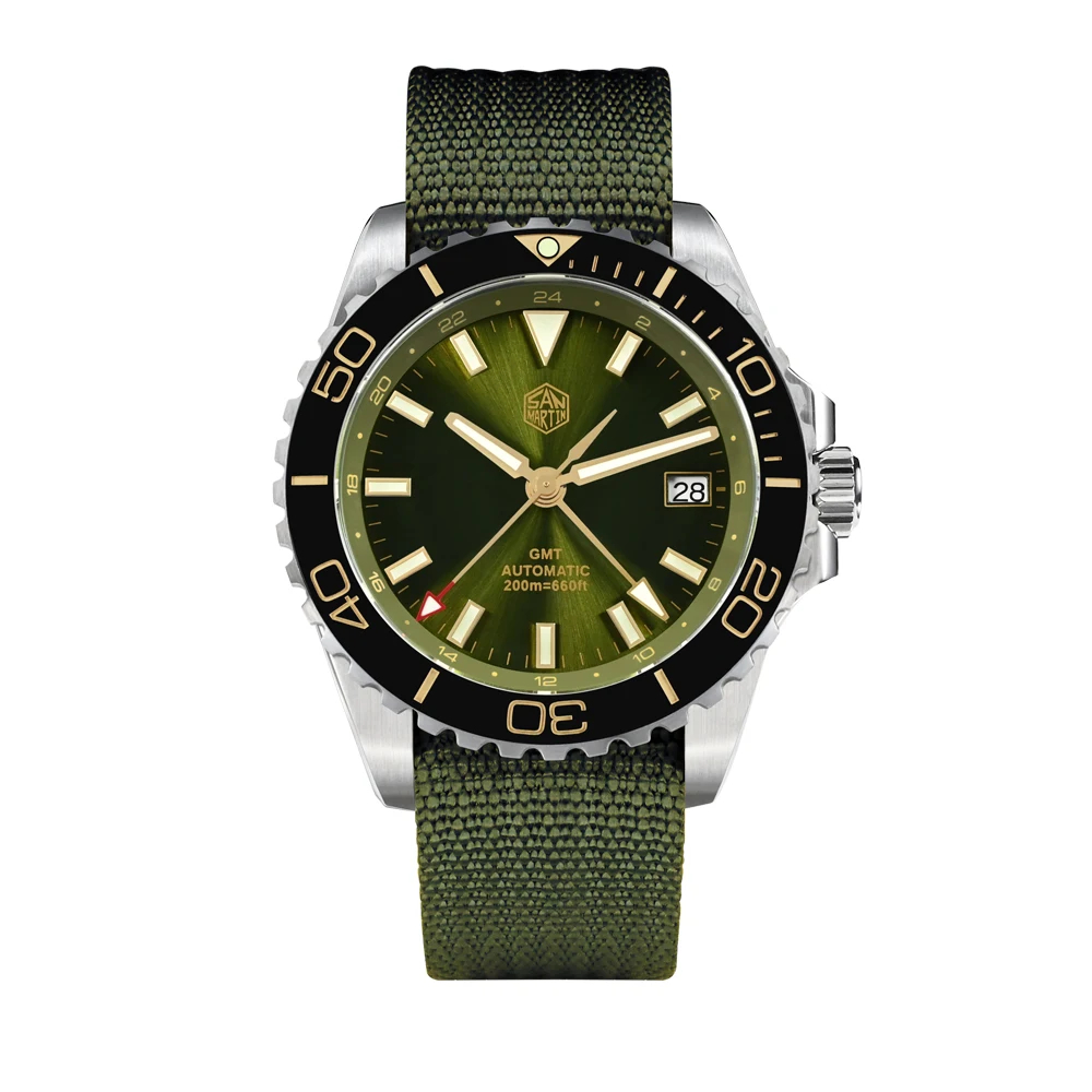 UK Warehouse-San Martin 39mm Diver GMT Enamel Dial Watch SN0136 San Martin Watch san martin watchSan Martin Watch