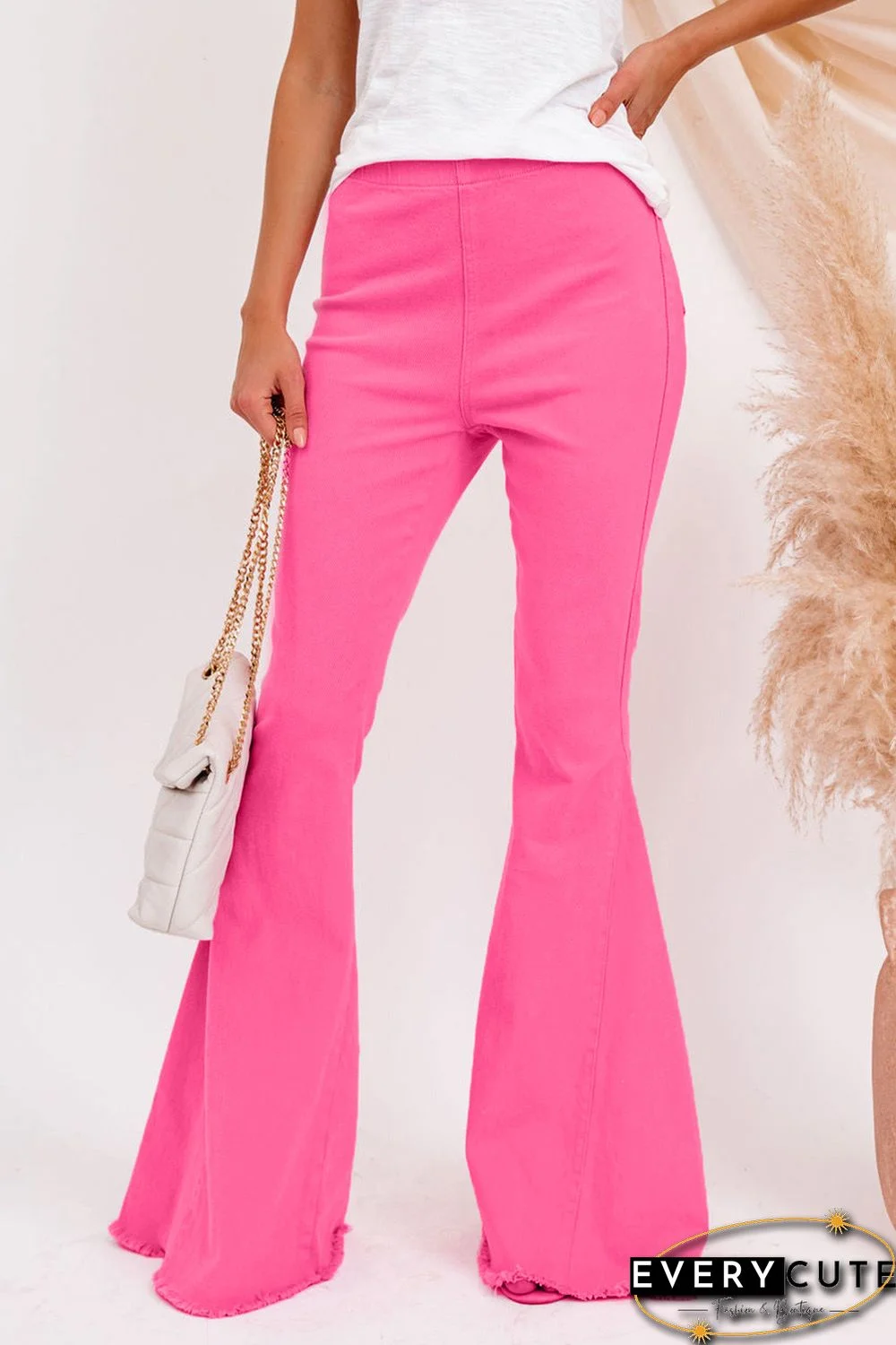 Pink Bell Bottom Denim Pants