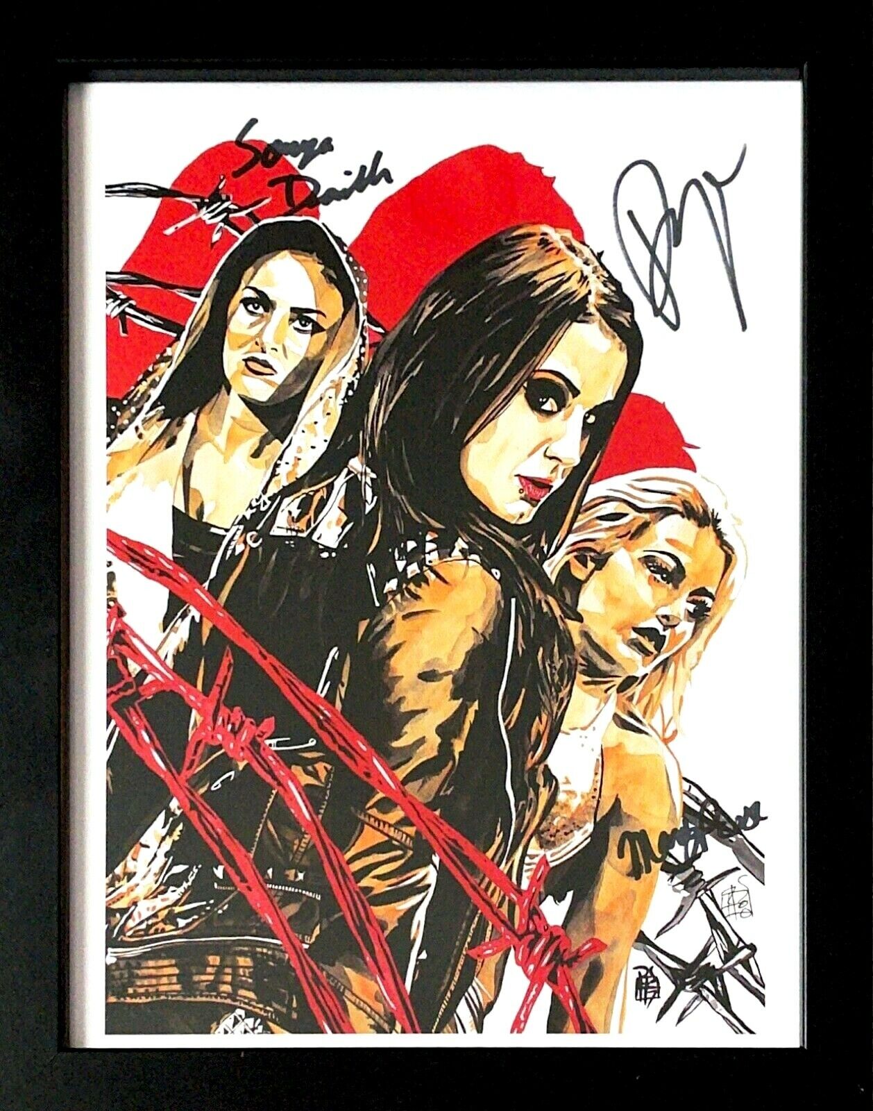 WWE PAIGE MANDY ROSE AND SONYA DEVILLE HAND SIGNED 11X14 Photo Poster painting FRAMED FROM WWE