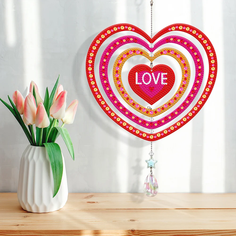 DIY Love Suncatcher Diamond Painting Hanging Sign Christmas Home Windows Decor