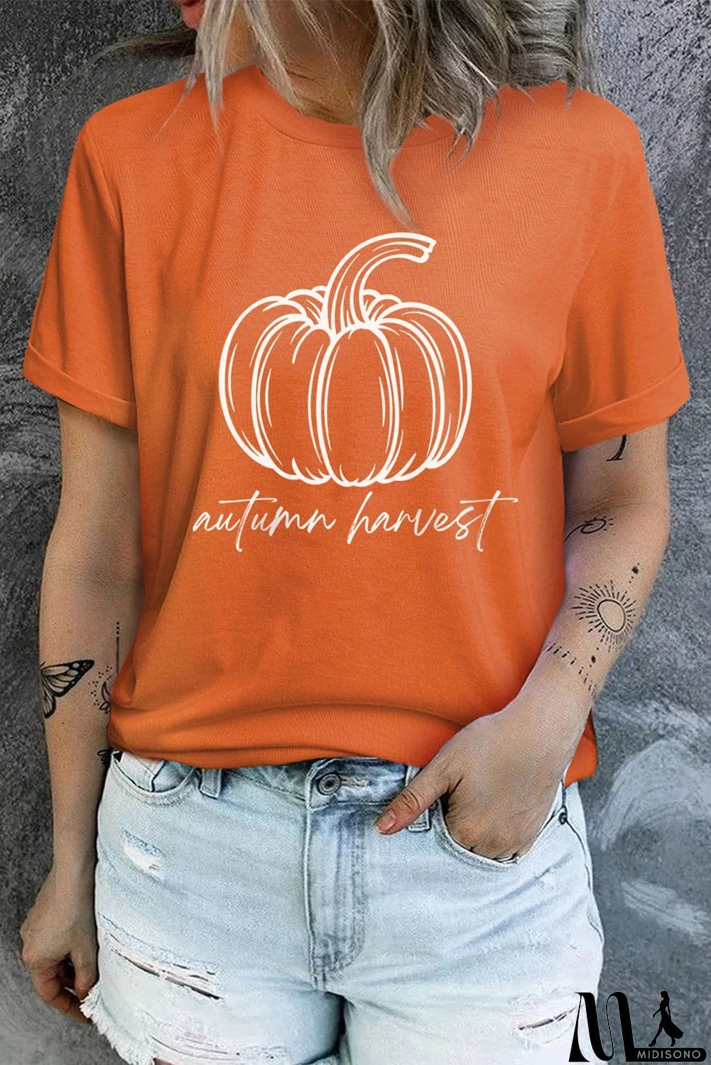 MidiSono - Autumn Harvest Pumpkin Graphic T Shirt