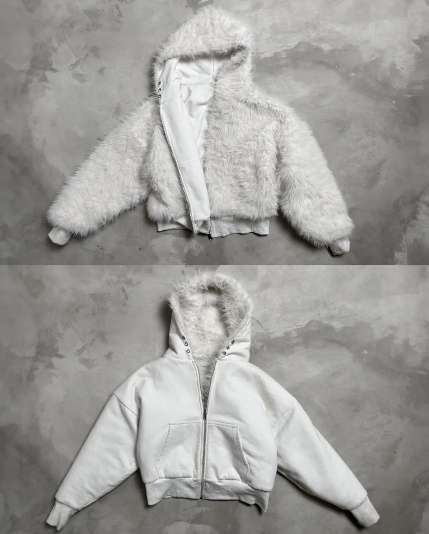 YETI FUR REVERSIBEL ZIP HOODIE JACKET