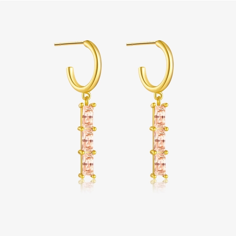 1 Pair 18K Gold Plated White Gold Plated 925 Sterling Silver Geometric Drop Earrings