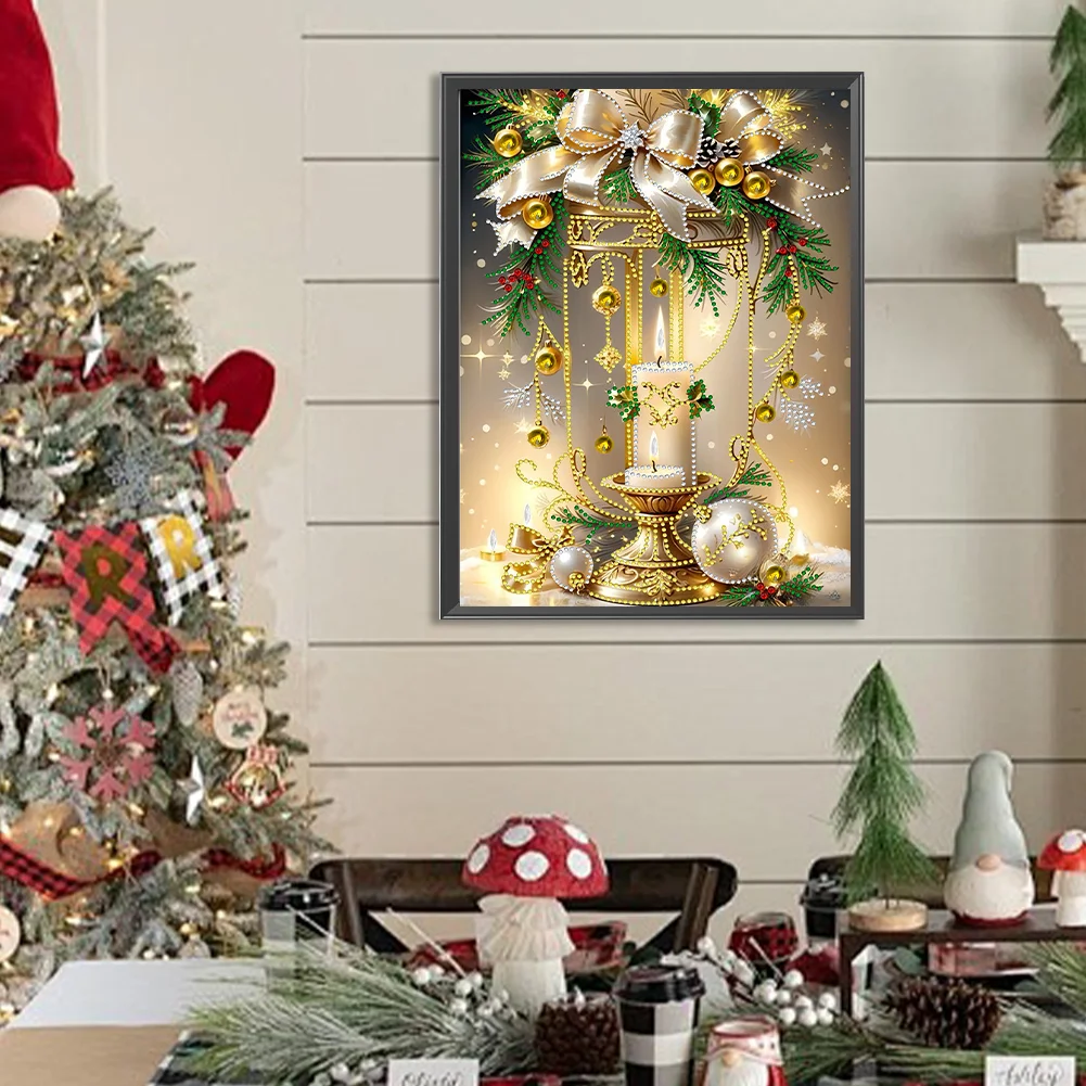 Diamond Painting - Partial Special Shaped Drill - Christmas Candle(Canvas|30*40cm)