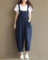 Dungarees Loose Jumpsuit with Straps Overalls Long Baggy Summer Trousers Romper
