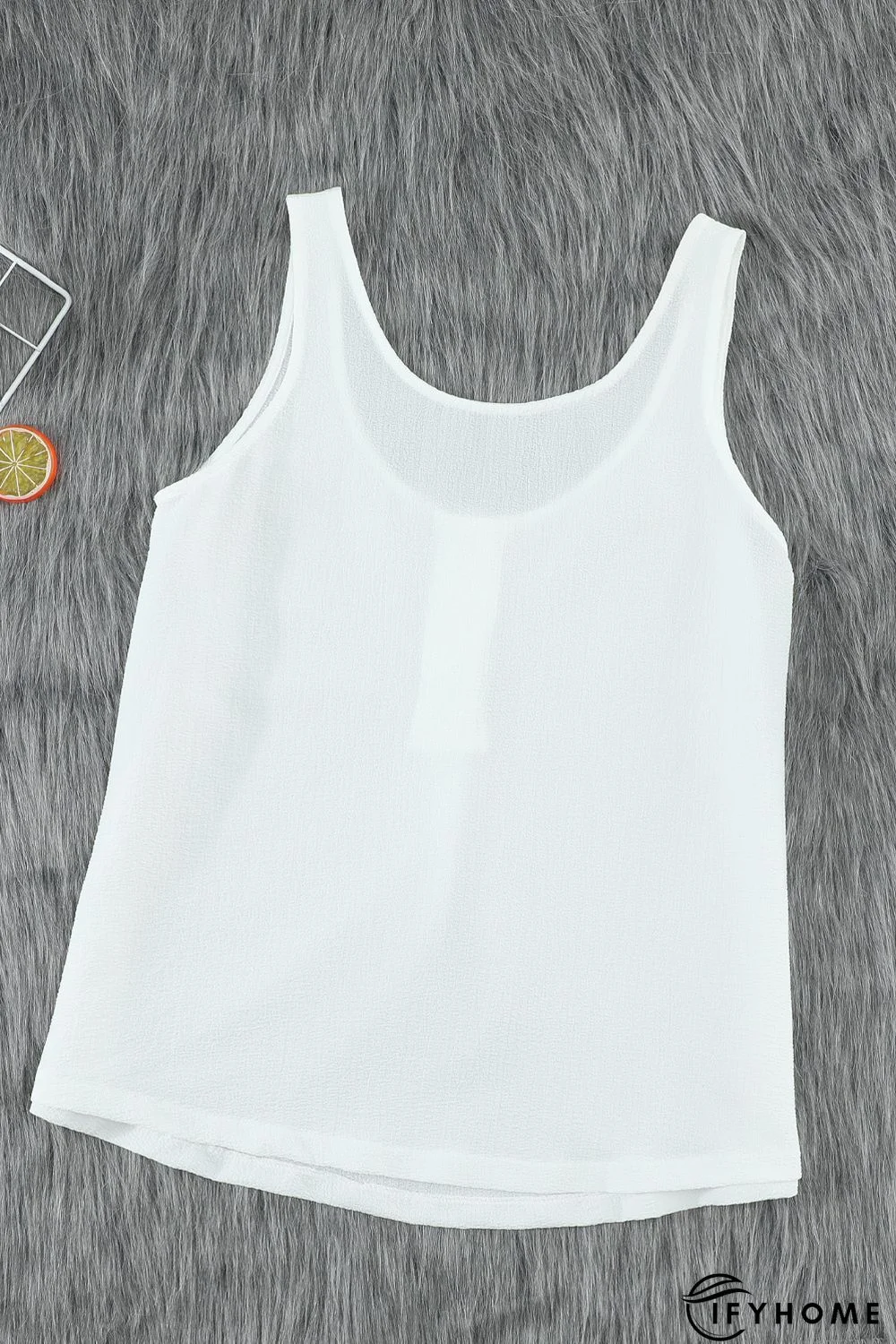 White Button Textured Tank Top | IFYHOME
