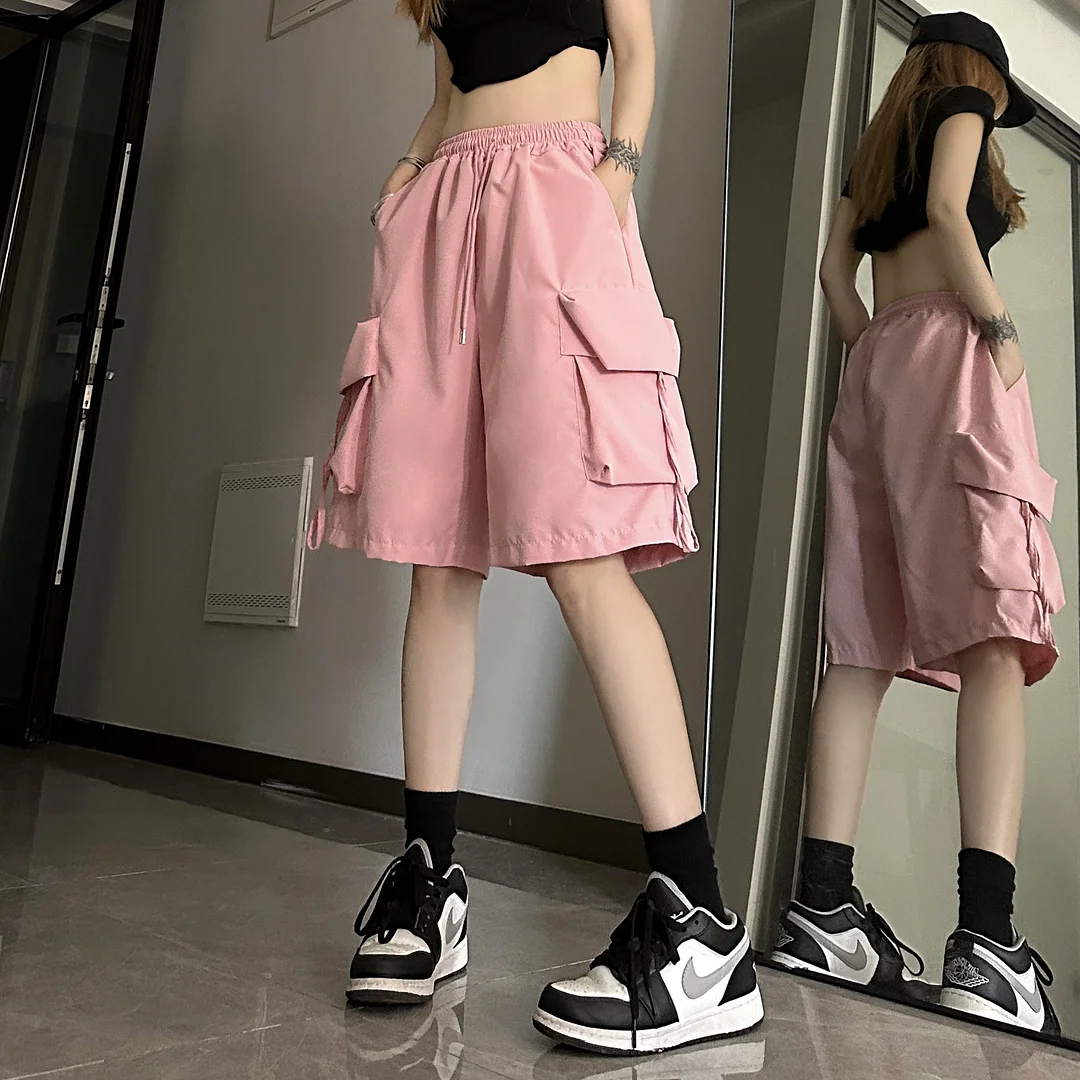 Brownm Brownm Shorts Female 2024 Summer New Thin Money Outside Wear Wide Legs Casual Show Thin Speed Dry Cargo Pants Five Points