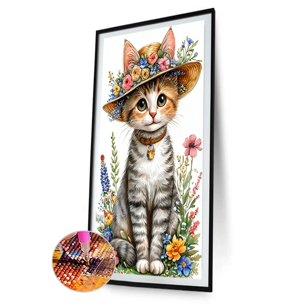 Diamond Painting - Full Round Drill - Flower Cat(Canvas|30*50cm)