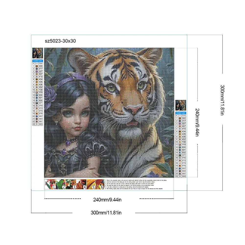 Diamond Painting - Full Round Drill - Tiger Girl(Canvas|30*30cm)