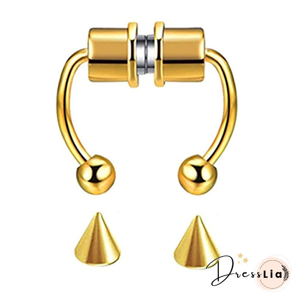Magnetic Horseshoe Nose Rings 316L Stainless Steel Faux Septum Rings Fake Piercing Clip on Nose Hoop Rings Gift for Women Girl