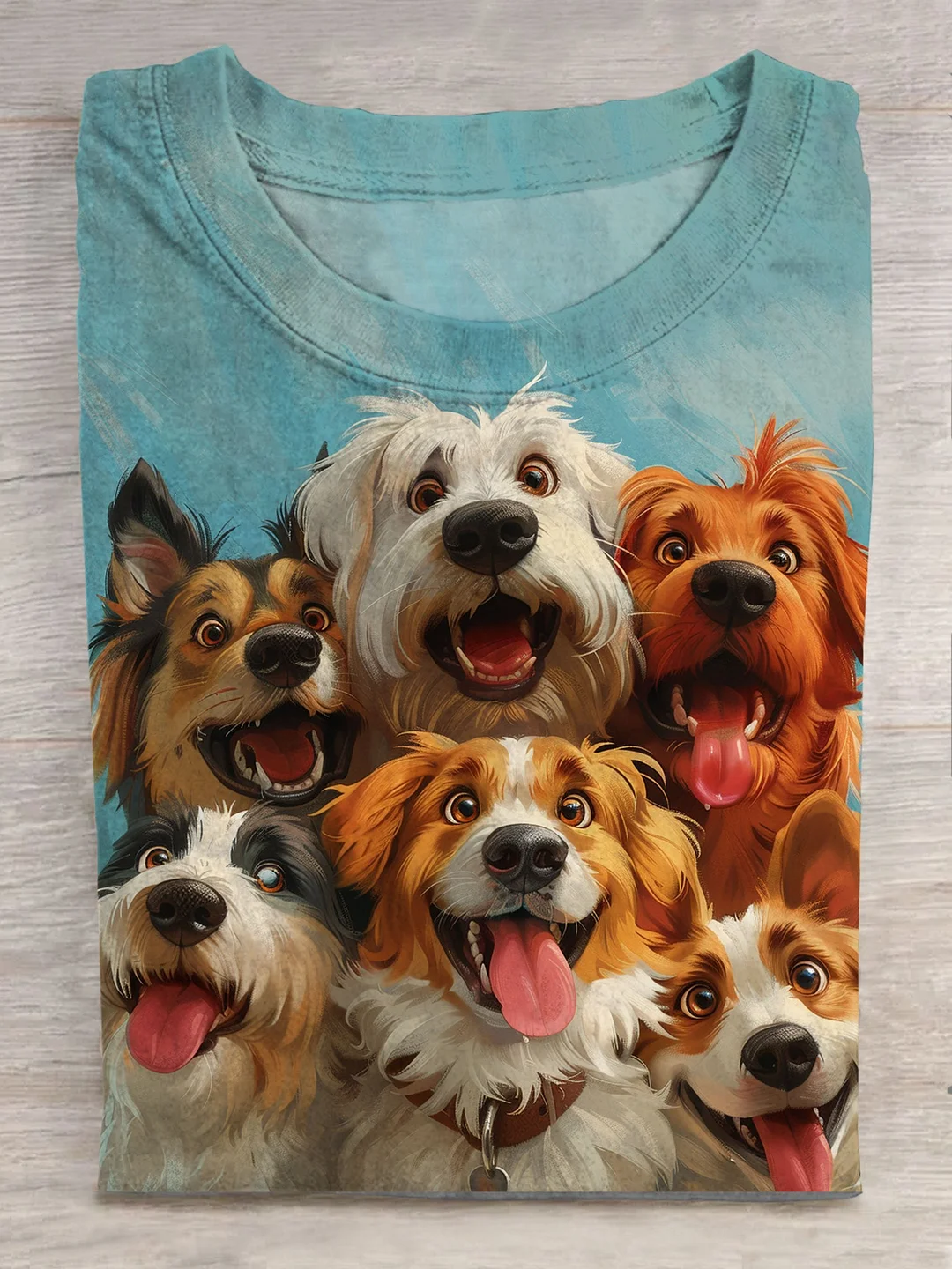 Cute Dog Art Print Short Sleeve Casual T-shirt Eagerlys