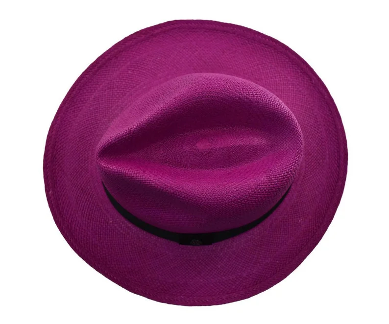 【Clearance sale】Fuchsia Classic Fedora | Genuine Panama Hat | Toquilla Straw | Handwoven in Ecuador - EA - HatBox Included