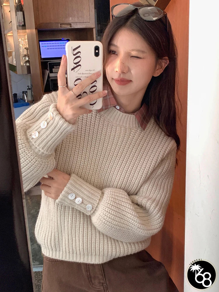 Women's Acrylic O-Neck Long Sleeves Casual Wear Knitted Sweaters | 168DEAL