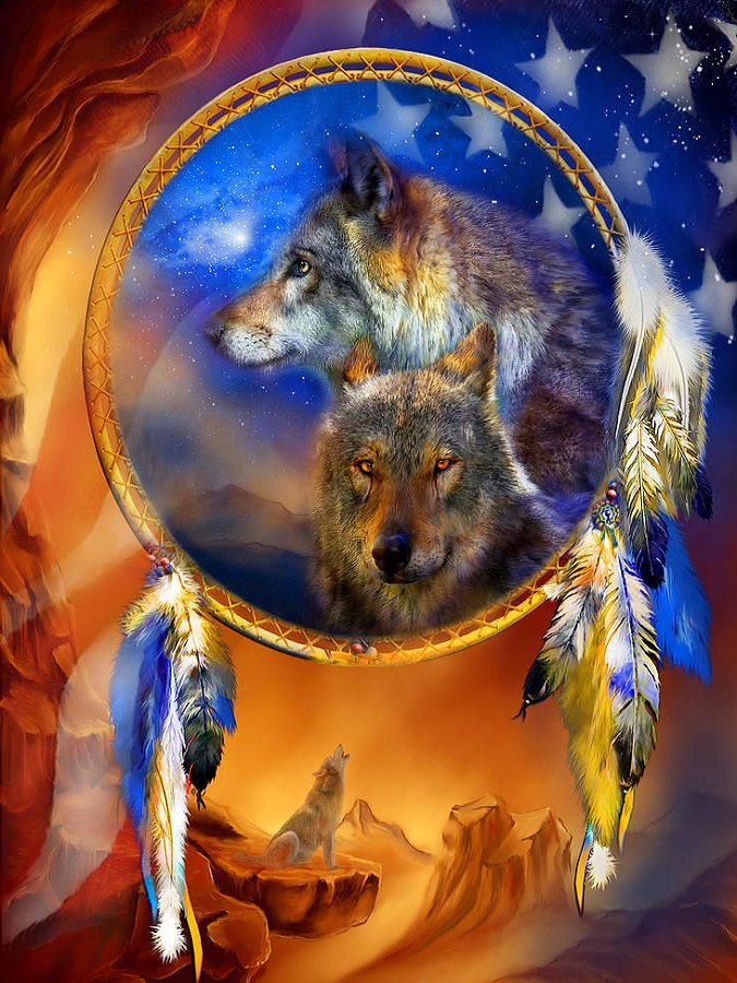 

Wolf Dreamcatcher - Round Drill Diamond Painting - 30*40CM, 501 Original