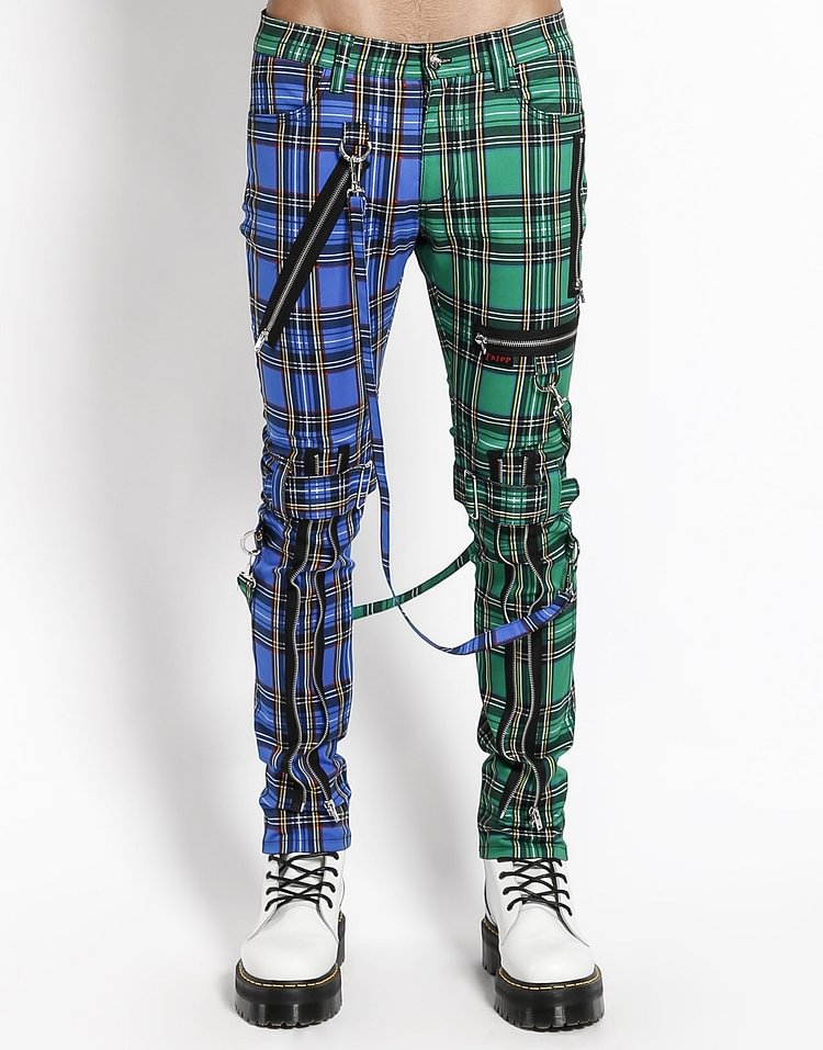 SPLIT LEG PLAID BONDAGE PANT