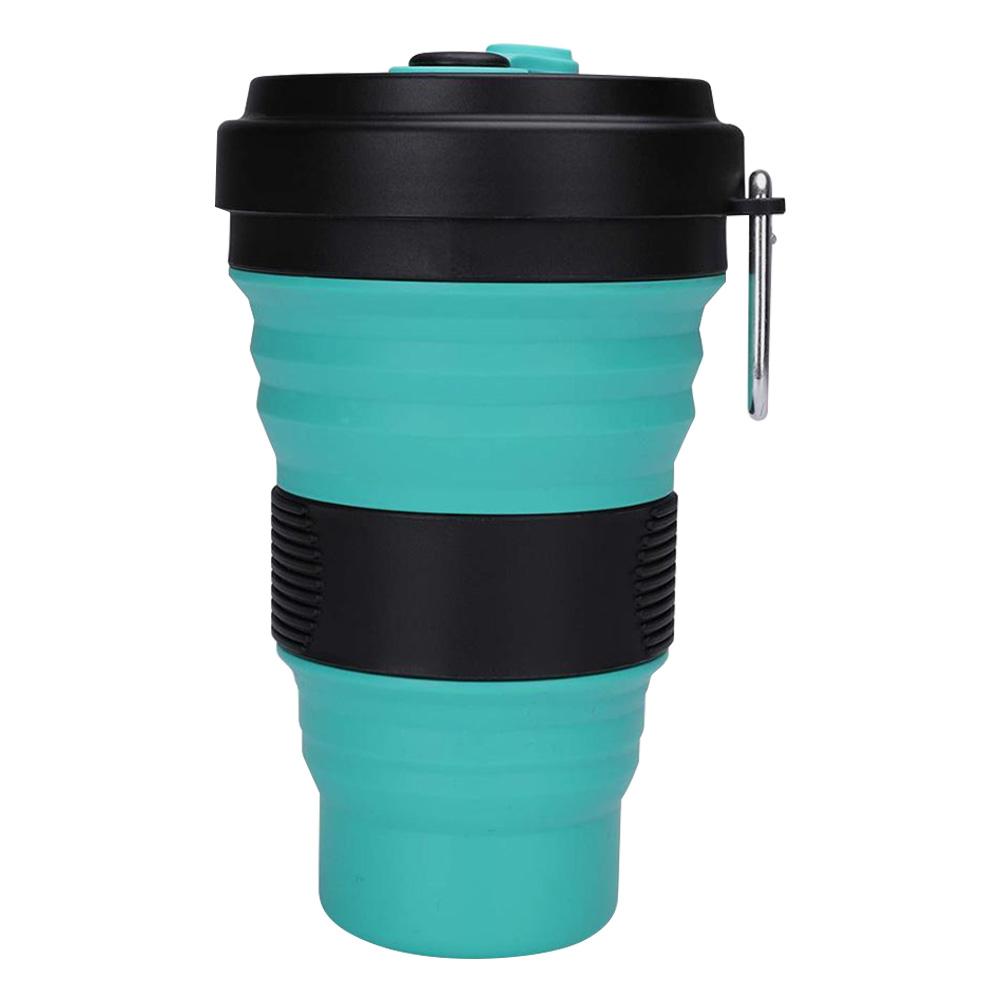 

550ml Folding Cup Outdoor Portable Silicone Telescopic Coffee Water Cup, Black+grass green, 501 Original