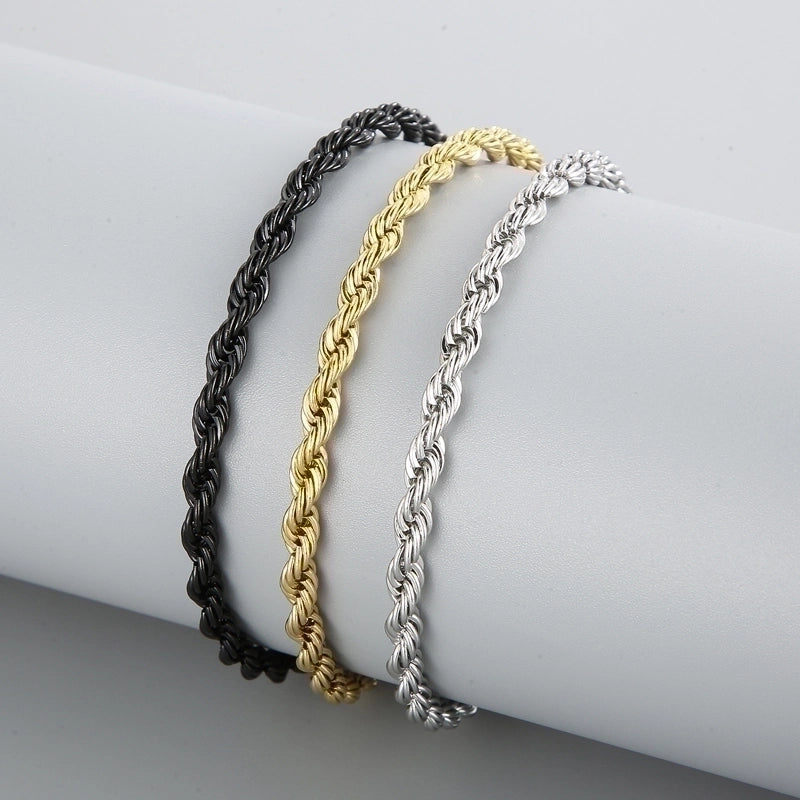 Minimalist Twist Stainless Steel 18K Gold Plated Bracelets In Bulk