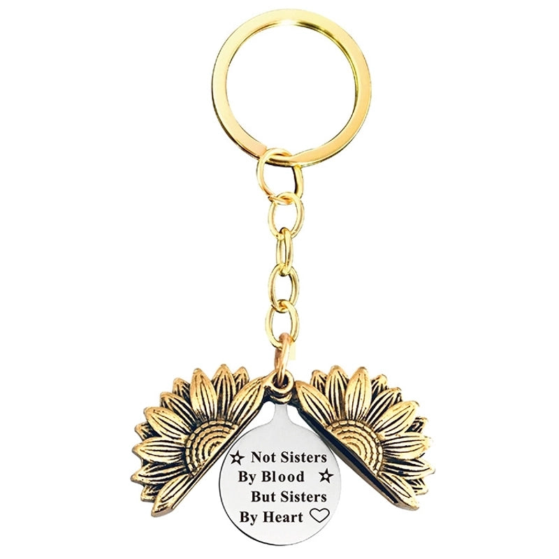 1 Piece Retro Letter Plant Flowers Metal Plating Keychain