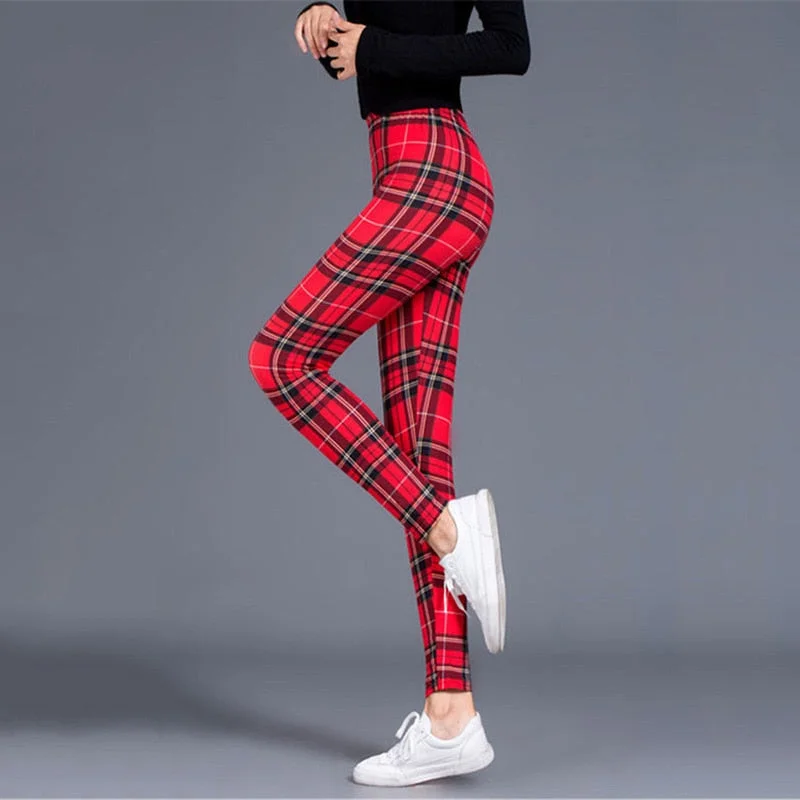 Plaid Leggings Women Sexy Pants Push Up Leggings Fashion Fitness Leggins Gym Sporting High Waist Trousers
