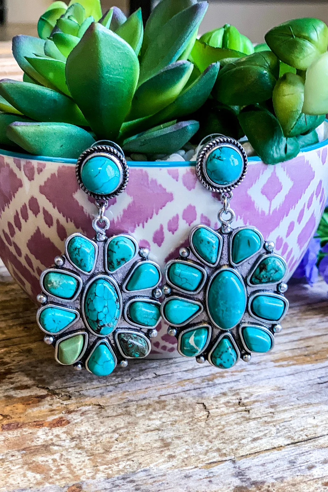 AUTHENTIC TURQUOISE STONE - Bento Earrings