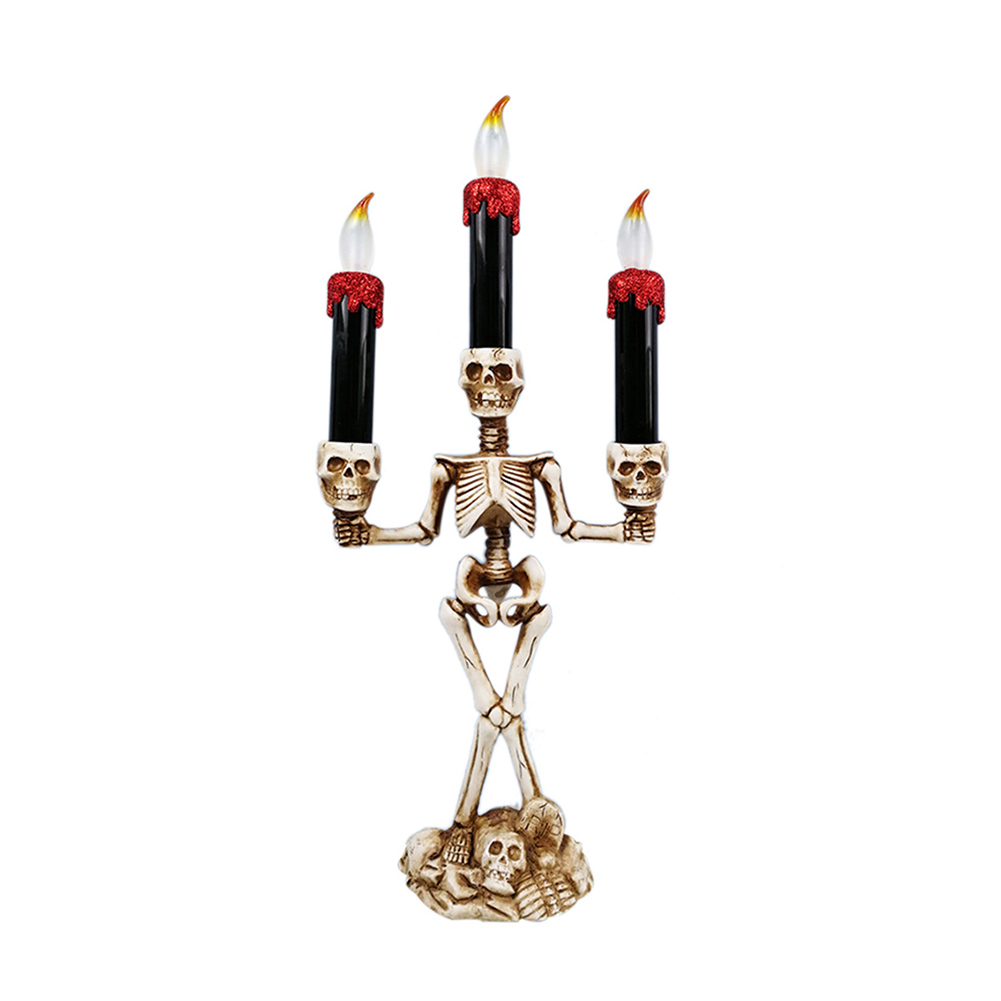 3 Heads Halloween Skull Candlestick Lights LED Ghost Festival Candle Holder от Cesdeals WW