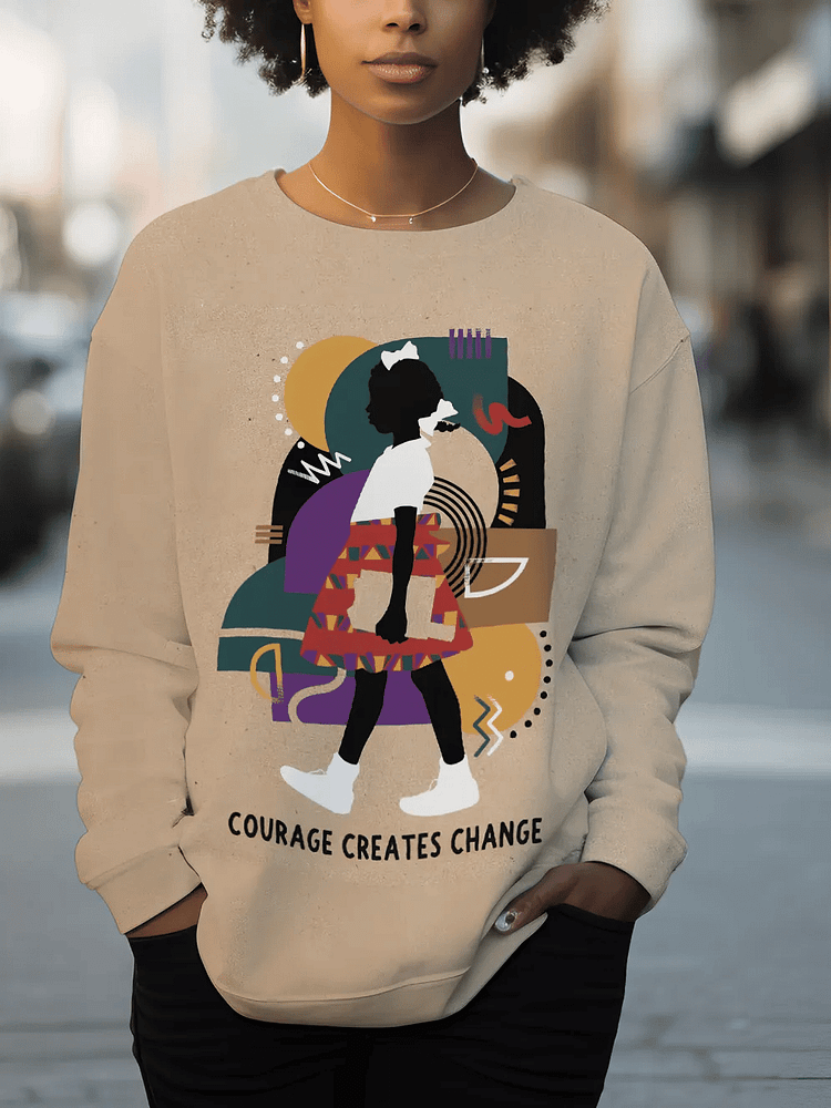 Women's Courage Creates Change Ruby Print Cozy Sweatshirt 